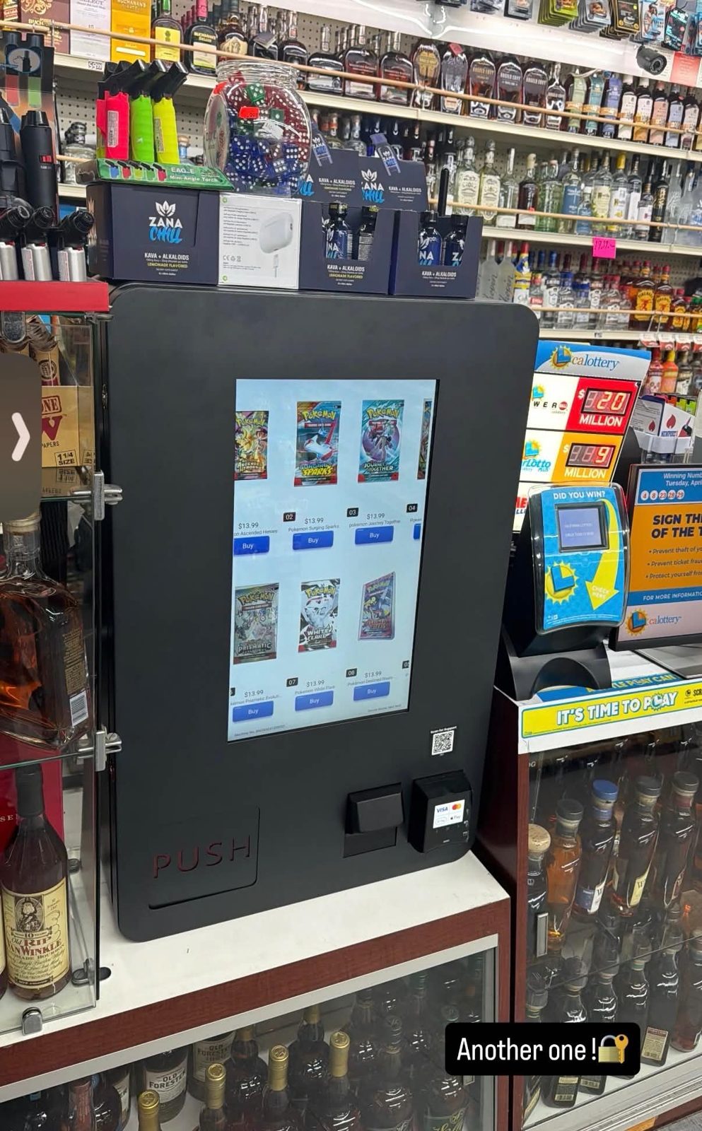 A wall-mounted card vending machine — another route placement