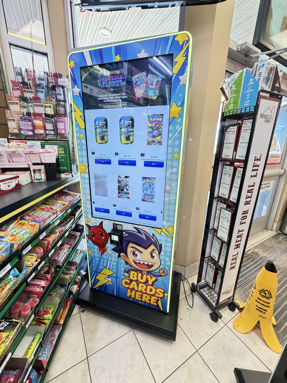 A new collectible card vending machine being set up